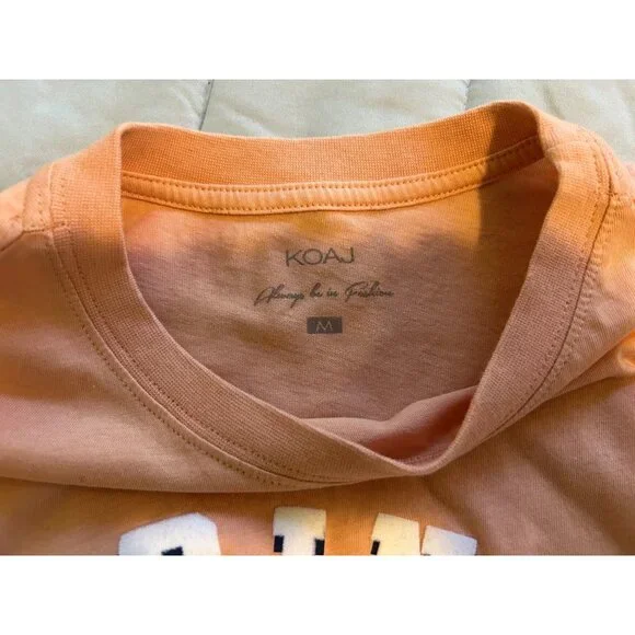 Cropped Top ~ Oversized~Women~Tee Shirt~Peach Size M - Picture 10 of 11